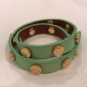 Mint Green and Gold Tory Burch Wrap Bracelet